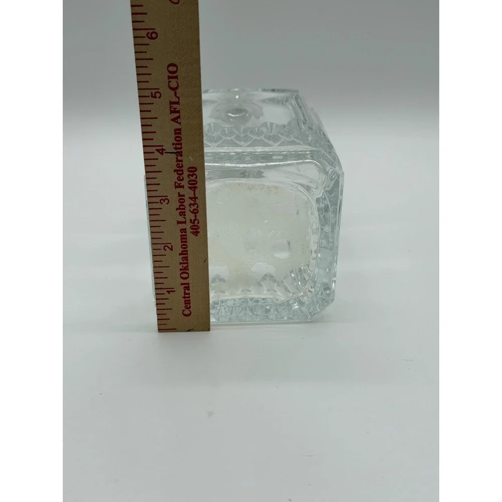 Vintage Crystal Glass Liquor Decanter with Faceted Ball Stopper Square 10 inch